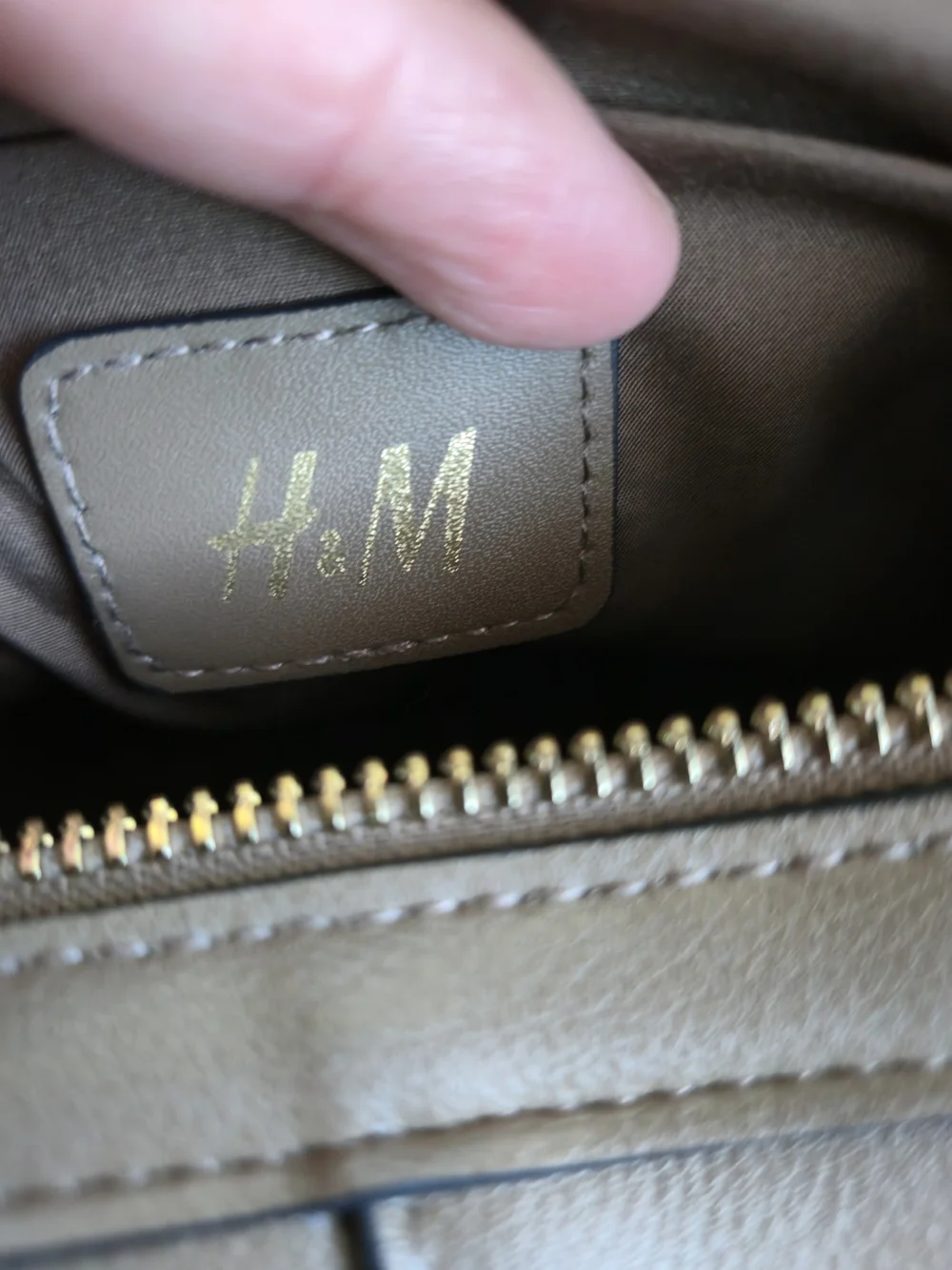 H&M Shoulder Bag Taupe with Dachshund Charm Included